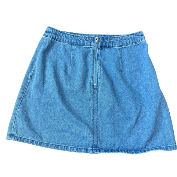 HM Divided Denim Embroidered Floral Mini Skirt Floral y2k Size 6 Zippered - Picture 3 of 4